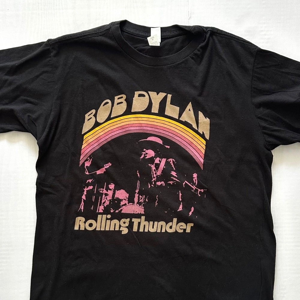 Bob Dylan Rolling Thunder Revue 1975 Graphic T-Shirt Black Sz M Summer Concert - Picture 2 of 5